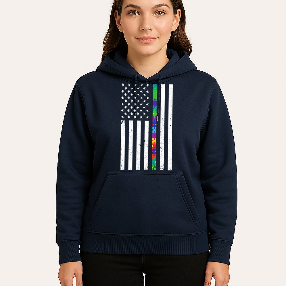 Thin Puzzle Line Autism Flag Hoodie