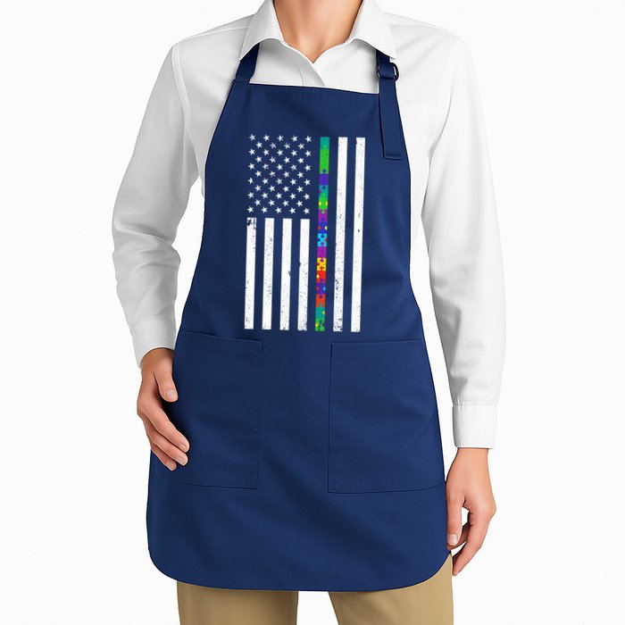 Thin Puzzle Line Autism Flag Apron