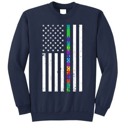Thin Puzzle Line Autism Flag Sweatshirt