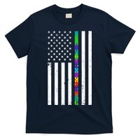 Thin Puzzle Line Autism Flag T-Shirt