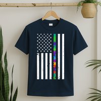Thin Puzzle Line Autism Flag T-Shirt