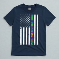 Thin Puzzle Line Autism Flag T-Shirt