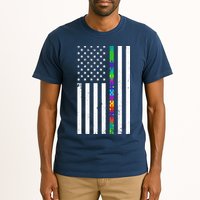 Thin Puzzle Line Autism Flag Tall T-Shirt