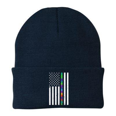 Thin Puzzle Line Autism Flag Knit Cap Winter Beanie