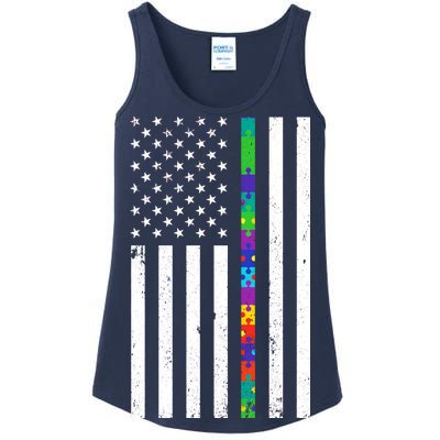 Thin Puzzle Line Autism Flag Ladies Essential Tank