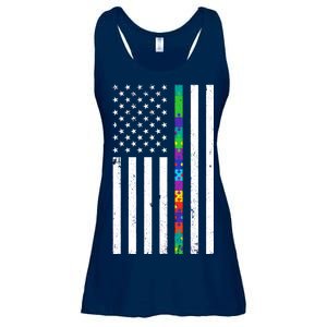 Thin Puzzle Line Autism Flag Ladies Essential Flowy Tank