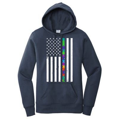 Thin Puzzle Line Autism Flag Women's Pullover Hoodie