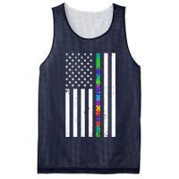 Thin Puzzle Line Autism Flag Mesh Reversible Basketball Jersey Tank