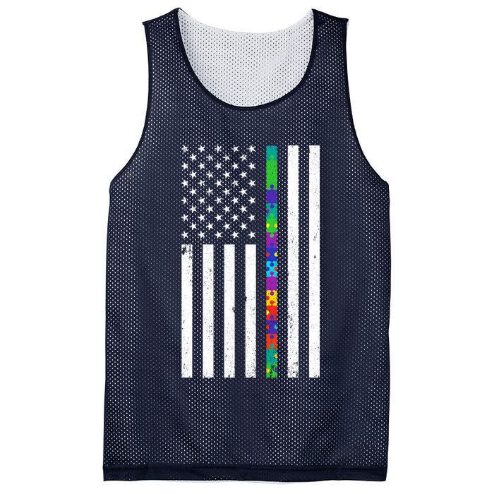 Thin Puzzle Line Autism Flag Mesh Reversible Basketball Jersey Tank