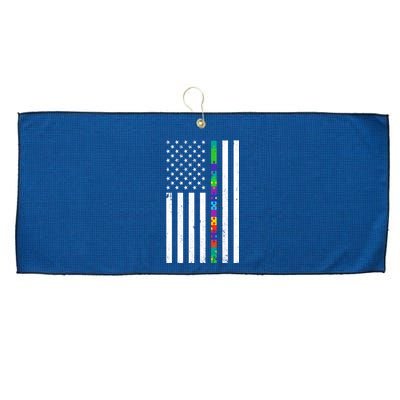 Thin Puzzle Line Autism Flag Large Microfiber Waffle Golf Towel