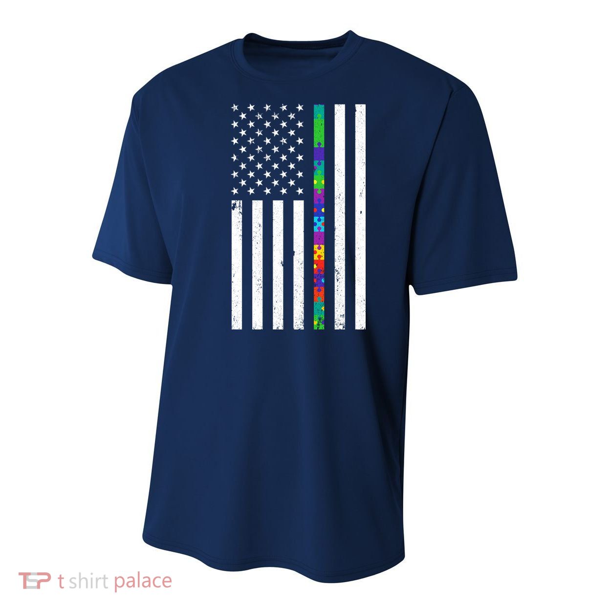 Thin Puzzle Line Autism Flag Youth Performance Sprint T-Shirt