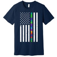 Thin Puzzle Line Autism Flag Premium T-Shirt