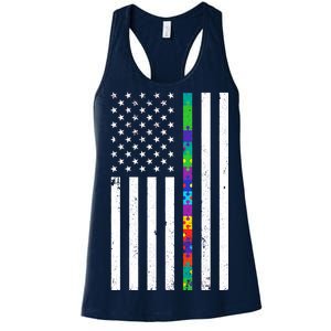 Thin Puzzle Line Autism Flag Women's Racerback Tank