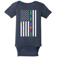 Thin Puzzle Line Autism Flag Baby Bodysuit