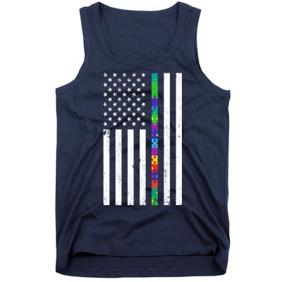 Thin Puzzle Line Autism Flag Tank Top
