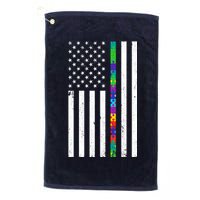 Thin Puzzle Line Autism Flag Golf Towel