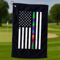 Thin Puzzle Line Autism Flag Golf Towel