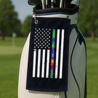 Thin Puzzle Line Autism Flag Golf Towel
