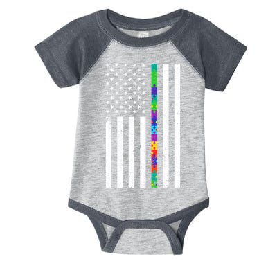 Thin Puzzle Line Autism Flag Infant Baby Jersey Bodysuit