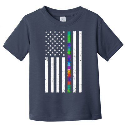 Thin Puzzle Line Autism Flag Toddler T-Shirt