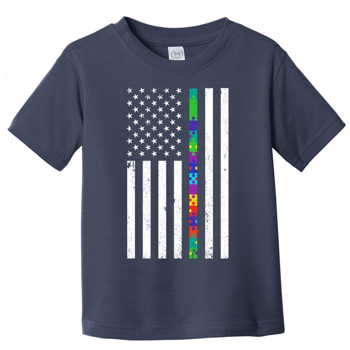 Thin Puzzle Line Autism Flag Toddler T-Shirt
