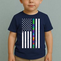 Thin Puzzle Line Autism Flag Toddler T-Shirt