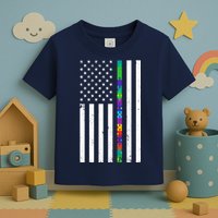 Thin Puzzle Line Autism Flag Toddler T-Shirt