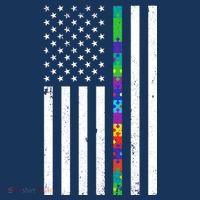Thin Puzzle Line Autism Flag Womens T-Shirt