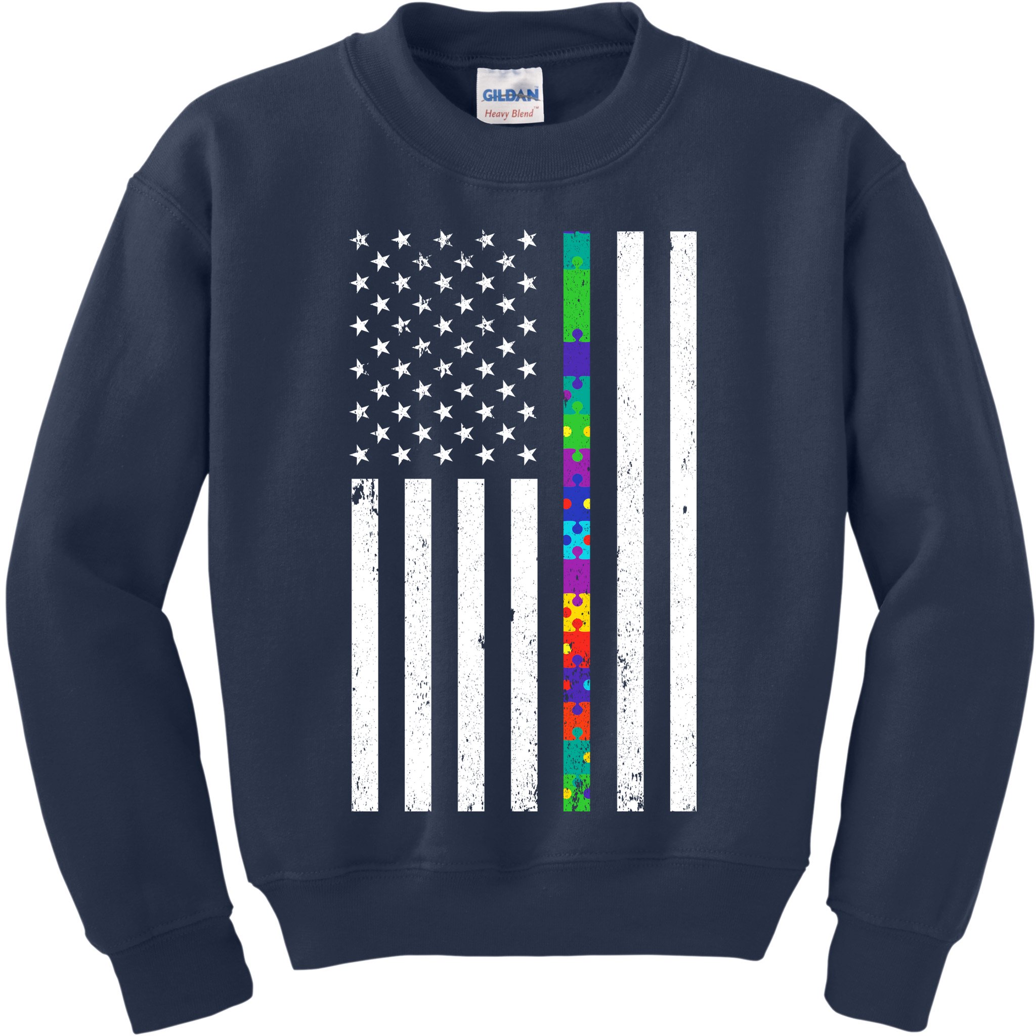 Thin Puzzle Line Autism Flag Kids Sweatshirt