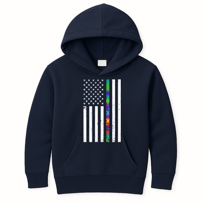 Thin Puzzle Line Autism Flag Kids Hoodie