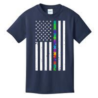 Thin Puzzle Line Autism Flag Kids T-Shirt
