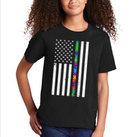 Thin Puzzle Line Autism Flag Kids T-Shirt