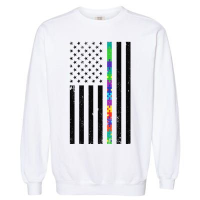 Thin Puzzle Line Autism Flag Garment-Dyed Sweatshirt