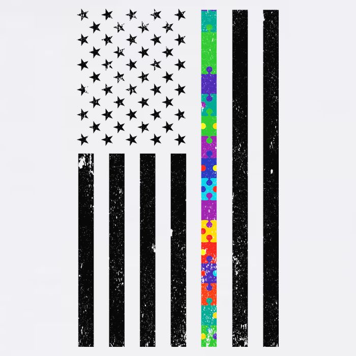 Thin Puzzle Line Autism Flag Garment-Dyed Sweatshirt