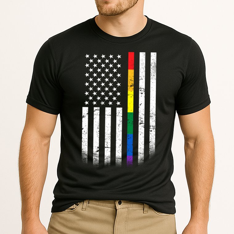 Thin Rainbow Line LGBT Gay Pride Flag Performance Shirt