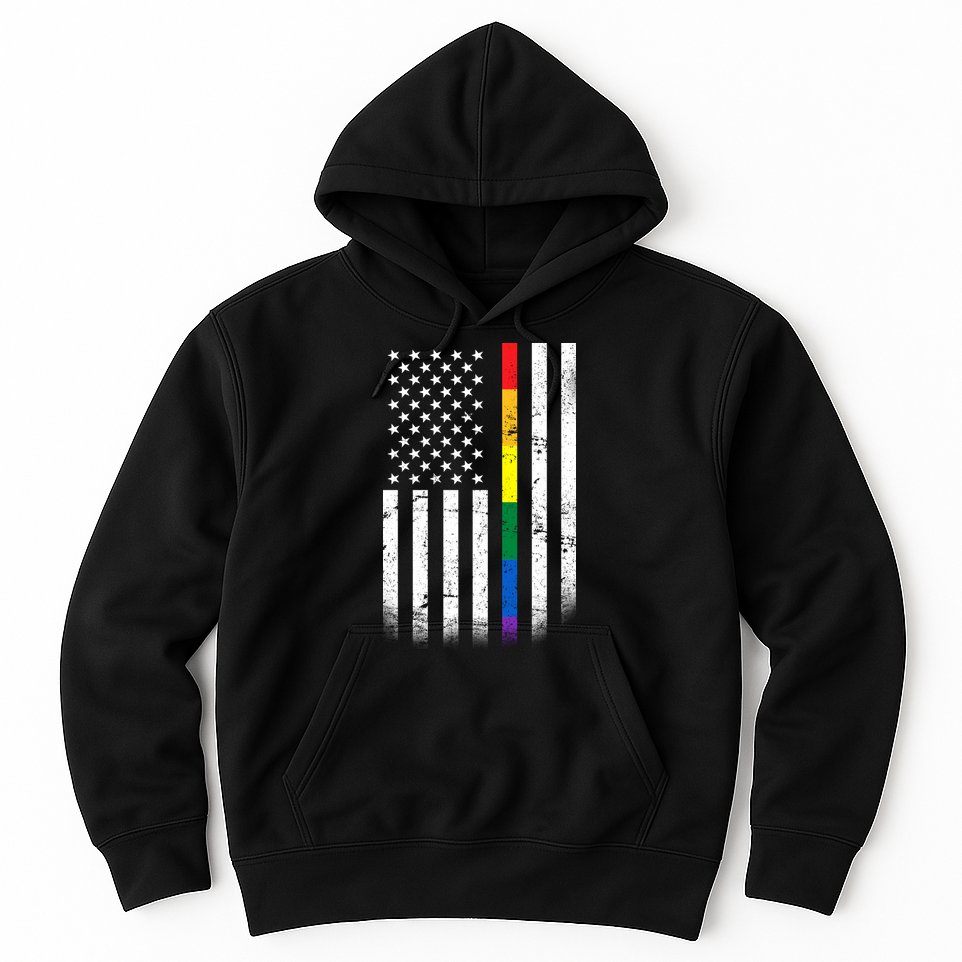 Thin Rainbow Line LGBT Gay Pride Flag Hoodie