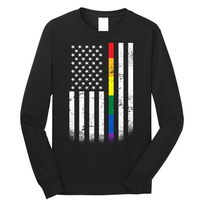 Thin Rainbow Line LGBT Gay Pride Flag Long Sleeve Shirt