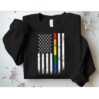 Thin Rainbow Line LGBT Gay Pride Flag Sweatshirt
