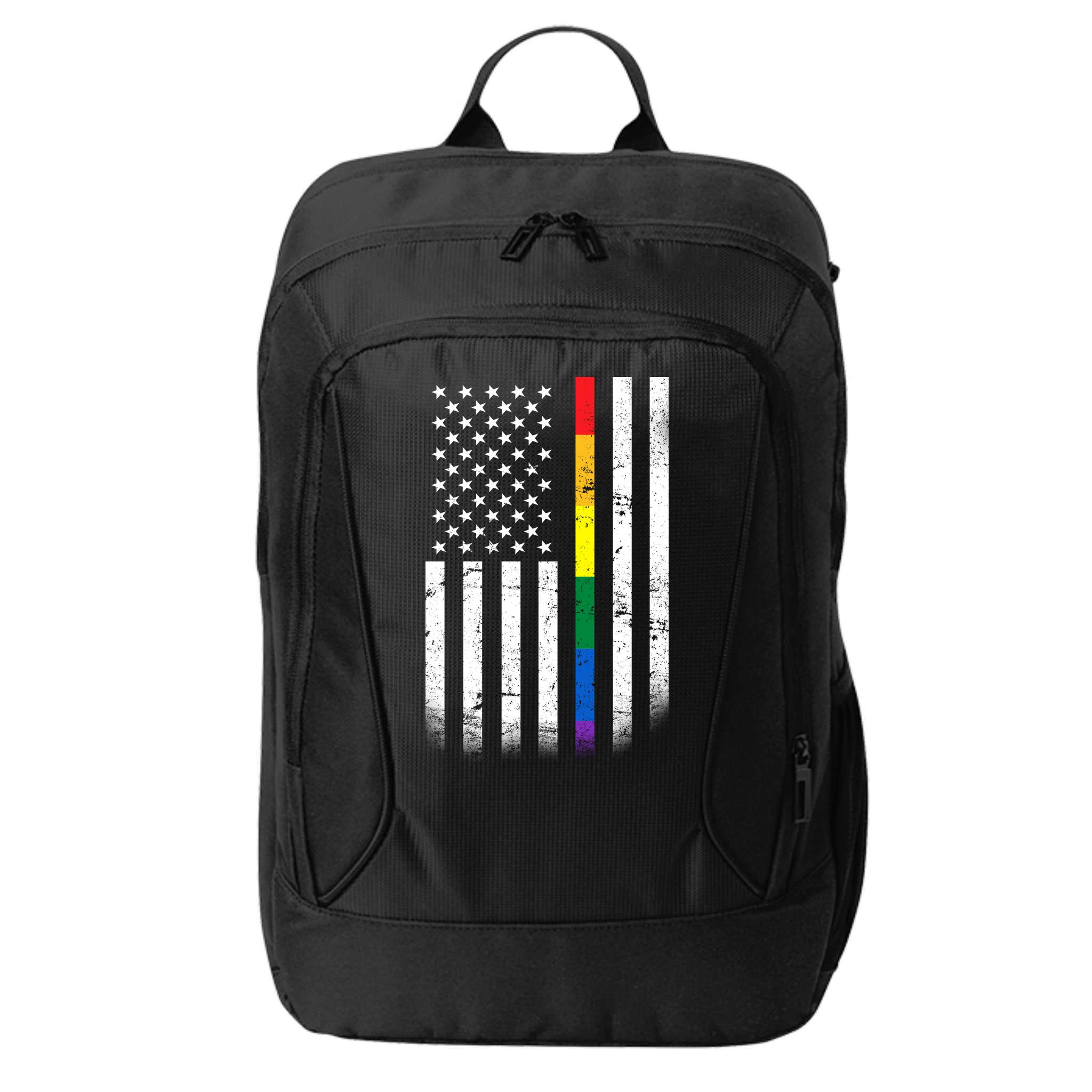 Thin Rainbow Line LGBT Gay Pride Flag City Backpack