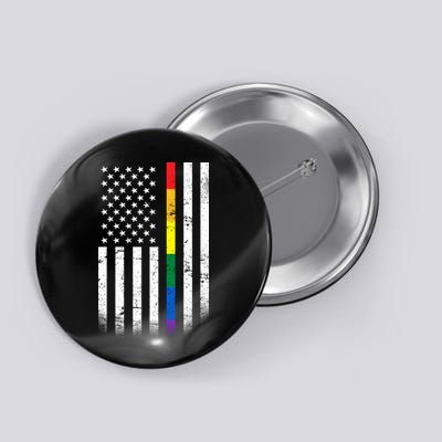 Thin Rainbow Line LGBT Gay Pride Flag Button