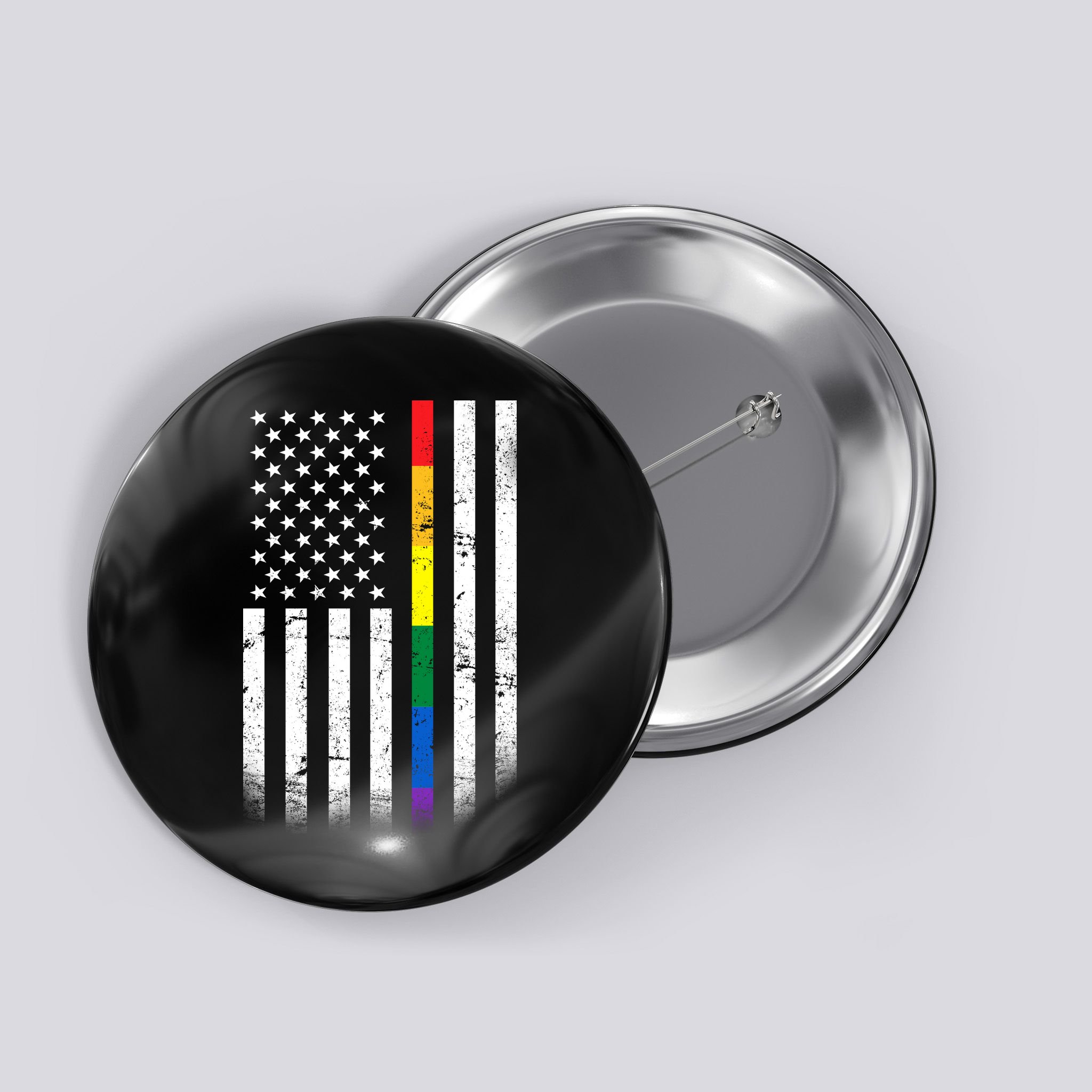 Thin Rainbow Line LGBT Gay Pride Flag Button