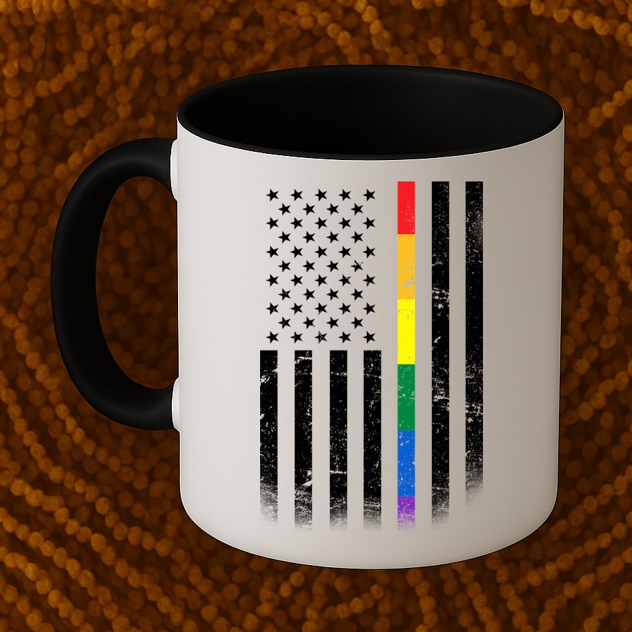 Thin Rainbow Line LGBT Gay Pride Flag Mug