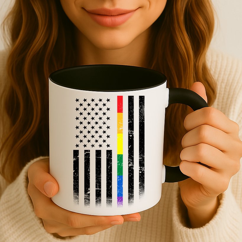 Thin Rainbow Line LGBT Gay Pride Flag Mug