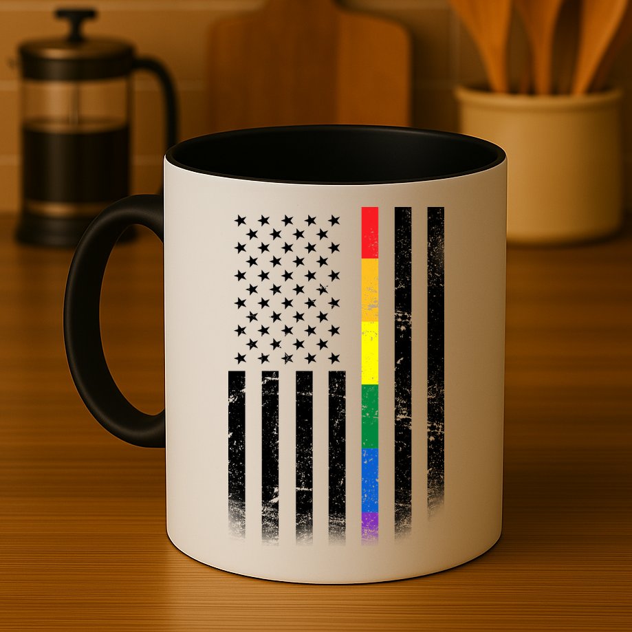 Thin Rainbow Line LGBT Gay Pride Flag Mug