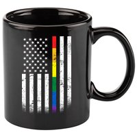 Thin Rainbow Line LGBT Gay Pride Flag 11oz C Handle Ceramic Mug