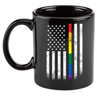 Thin Rainbow Line LGBT Gay Pride Flag 11oz C Handle Ceramic Mug
