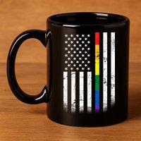 Thin Rainbow Line LGBT Gay Pride Flag 11oz C Handle Ceramic Mug