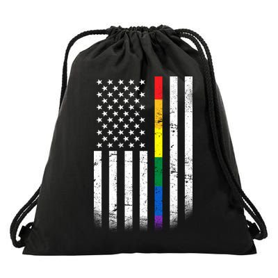 Thin Rainbow Line LGBT Gay Pride Flag Drawstring Bag