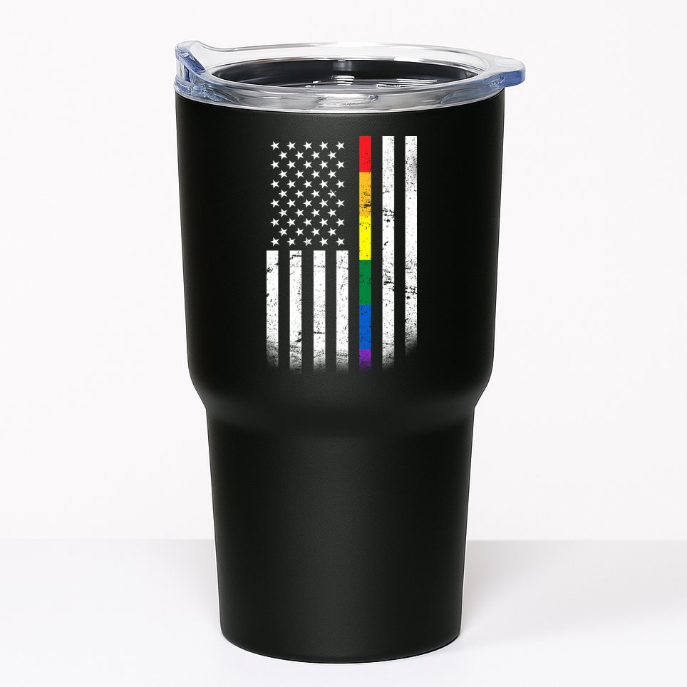 Thin Rainbow Line LGBT Gay Pride Flag Tumbler