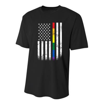 Thin Rainbow Line LGBT Gay Pride Flag Youth Performance Sprint T-Shirt